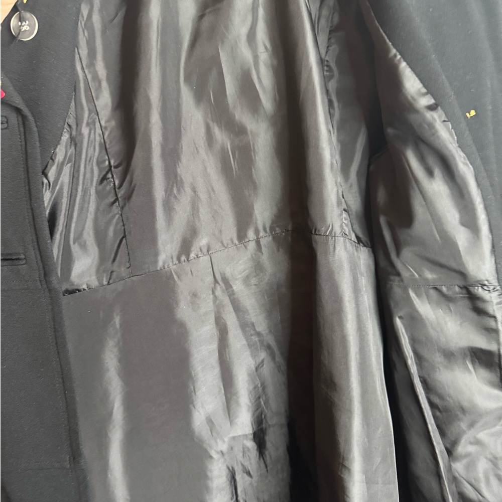 INC International Concepts Black Trench Coat with Gold Buttons - Picture 6 of 7